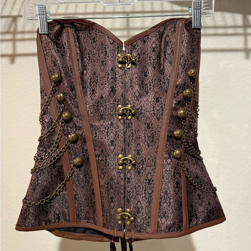 Women’s Strapless Brown Brocade Corset